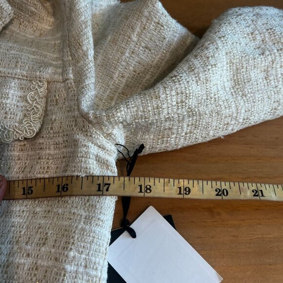 Halogen Nordstrom Womens Tweed Blazer Jacket Sz 2 Ivory Gold - Picture 9 of 10
